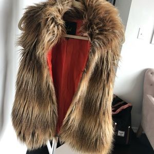 Nordstrom Faux Fur Vest in Brown and Orange
